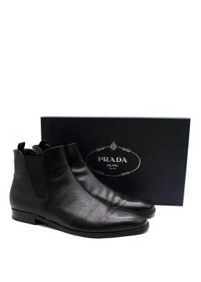 Prada Black Grained Leather Chelsea Boots 3