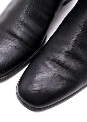 Prada Black Grained Leather Chelsea Boots 9