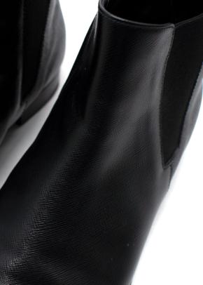 Prada Black Grained Leather Chelsea Boots 7
