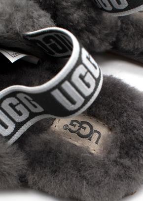 UGG Grey Kids fluffy Slides 7