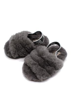 UGG Grey Kids fluffy Slides 6