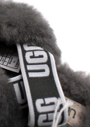 UGG Grey Kids fluffy Slides 9