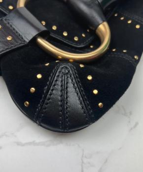 Gucci Tom Ford Black Suede Horsebit Shoulder Bag 5