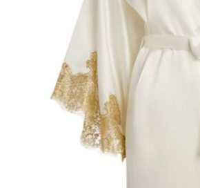 Gilda & Pearl Ivory Silk and Lace Kimono Long Robe 4