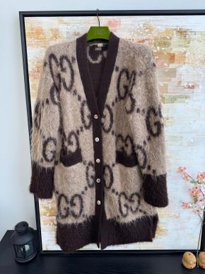 Gucci Brown Monogram Mohair Cardigan 6