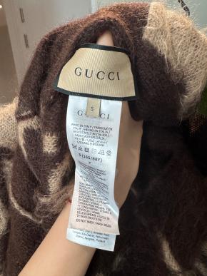 Gucci Brown Monogram Mohair Cardigan 7