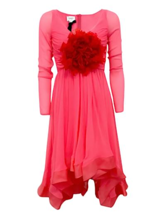 Giambattista Valli Pink Flower Embellishment Bouganville Silk Georgette Dress 2