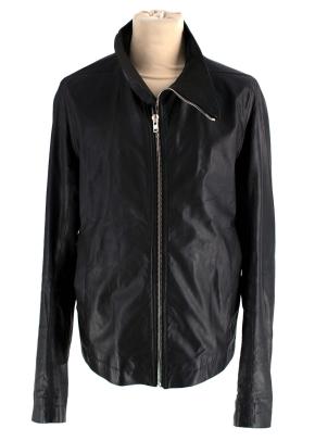 Rick Owens Mollino Biker Leather Jacket In Black 9