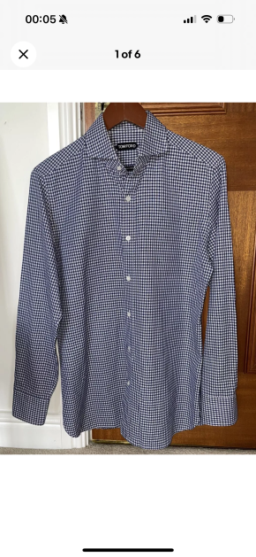 Tom Ford Navy And White Check Cotton Shirt 4