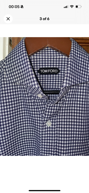 Tom Ford Navy And White Check Cotton Shirt 2