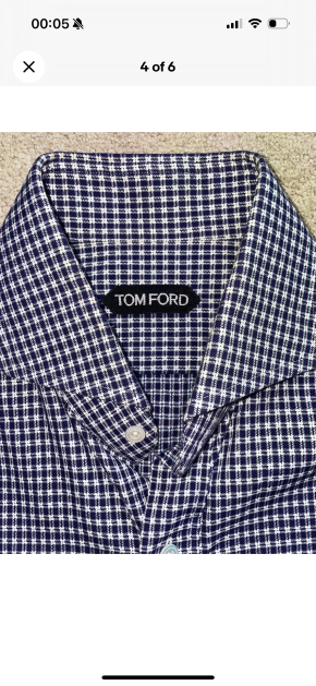 Tom Ford Navy And White Check Cotton Shirt 5
