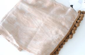 Max Mara Silk Blend Large Shawl With PomPom Trim 11