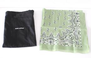Saint Laurent Pale Green Paisley Bandana Scarf 2