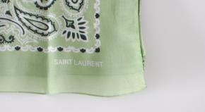 Saint Laurent Pale Green Paisley Bandana Scarf 5
