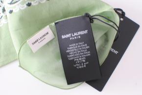 Saint Laurent Pale Green Paisley Bandana Scarf 10