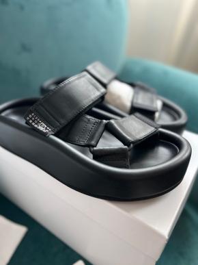 MM6 Black Leather Sandals 2