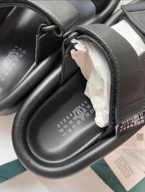 MM6 Black Leather Sandals 6