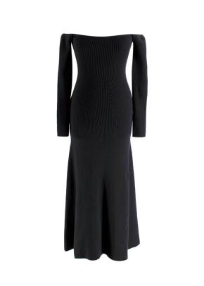 Reformation Black Ribbed Symone Cotton Sweater Dress 3