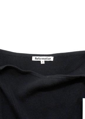 Reformation Black Ribbed Symone Cotton Sweater Dress 8