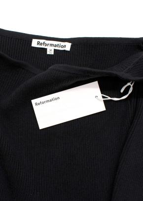 Reformation Black Ribbed Symone Cotton Sweater Dress 7