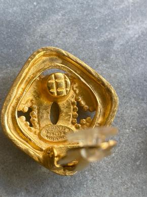 Chanel Vintage Gold Plated Brass CC Earrings 3