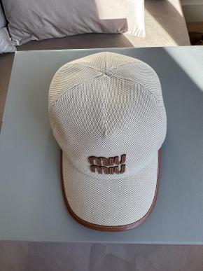 Miu Miu Beige Logo Cotton Cap 4