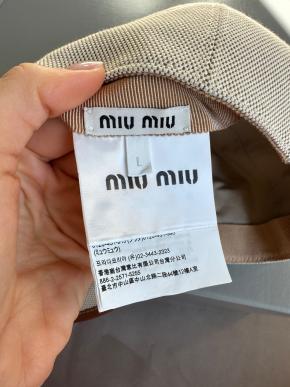 Miu Miu Beige Logo Cotton Cap 5