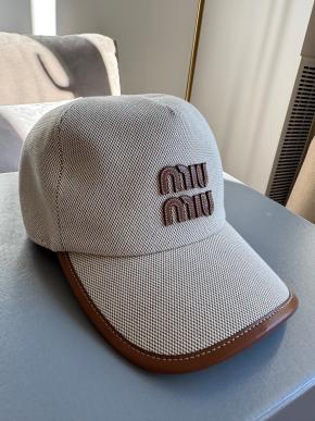 Miu Miu Beige Logo Cotton Cap 2