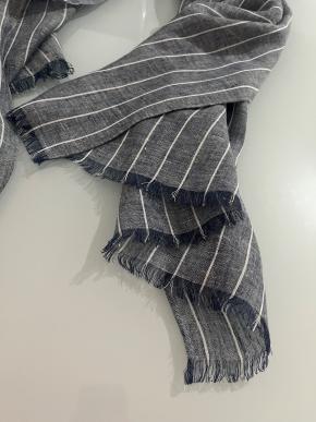 Brunello Cucinelli Striped Linen Amd Cotton Scarf 10