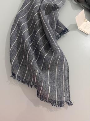 Brunello Cucinelli Striped Linen Amd Cotton Scarf 14