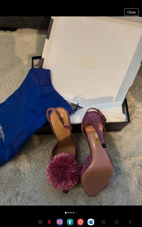 Aquazurra Pink pom Pom Sandals 6