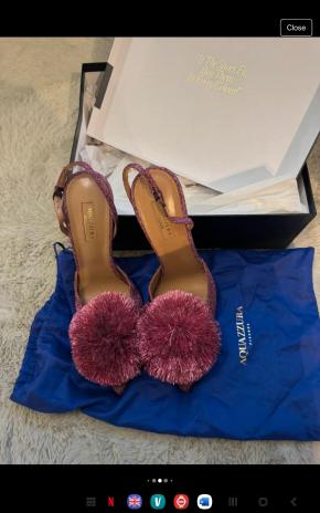 Aquazurra Pink pom Pom Sandals 2
