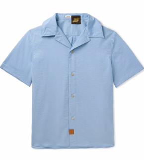Loewe x Paulas Ibiza Day Break Blue Pleated Bowling Shirt 2