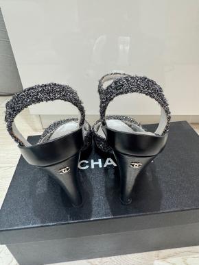 Chanel Silver And Black Heeled Sandals 3
