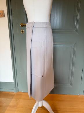 Hermes Pale Blue Cashmere Midi Skirt 4