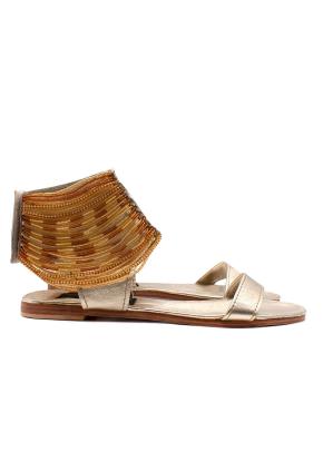 Anna Trzebinski Beaded Gladiator Nappa Leather Flat Sandals 4
