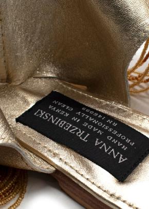 Anna Trzebinski Beaded Gladiator Nappa Leather Flat Sandals 7