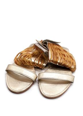 Anna Trzebinski Beaded Gladiator Nappa Leather Flat Sandals 3