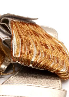 Anna Trzebinski Beaded Gladiator Nappa Leather Flat Sandals 10