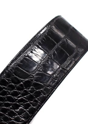 Ralph Lauren Black Alligator Double Buckle Waist Belt Small 5