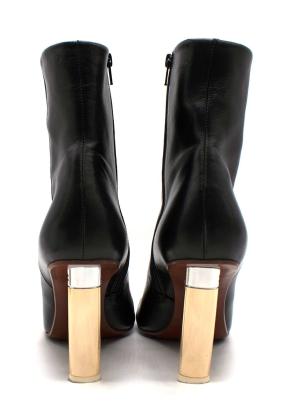 Vetements Black Leather Ankle Boots with Gold Tone Heel 2