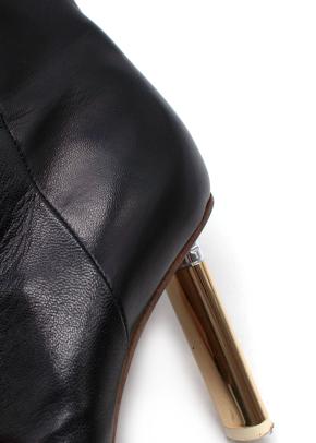 Vetements Black Leather Ankle Boots with Gold Tone Heel 7