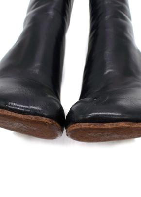 Vetements Black Leather Ankle Boots with Gold Tone Heel 9