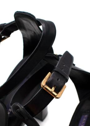 Ralph Lauren Black Wooden Platform Heels 10