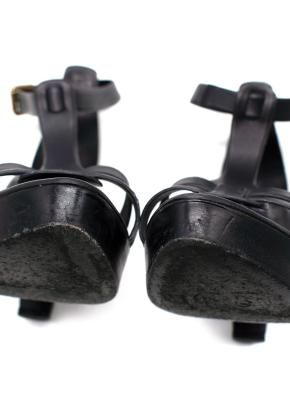 Ralph Lauren Black Wooden Platform Heels 8