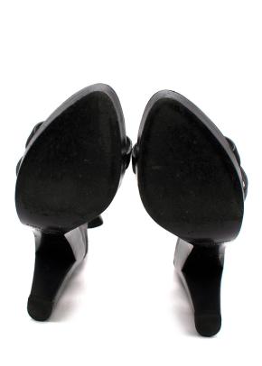 Ralph Lauren Black Wooden Platform Heels 12