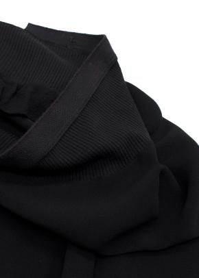 Rick Owens Black Knit Midi Skirt with Chiffon Hemline 6