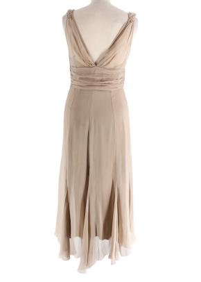 Alberta Ferretti Camel Silk Chiffon Draped Midi Dress 5