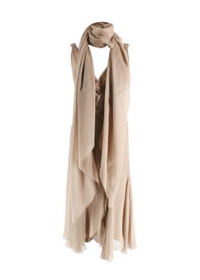 Alberta Ferretti Camel Silk Chiffon Draped Midi Dress 2
