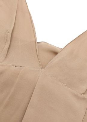 Alberta Ferretti Camel Silk Chiffon Draped Midi Dress 12